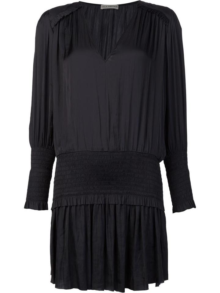 Ulla Johnson V-neck Ruffled Dress, Women's, Size: 6, Black, Polyester