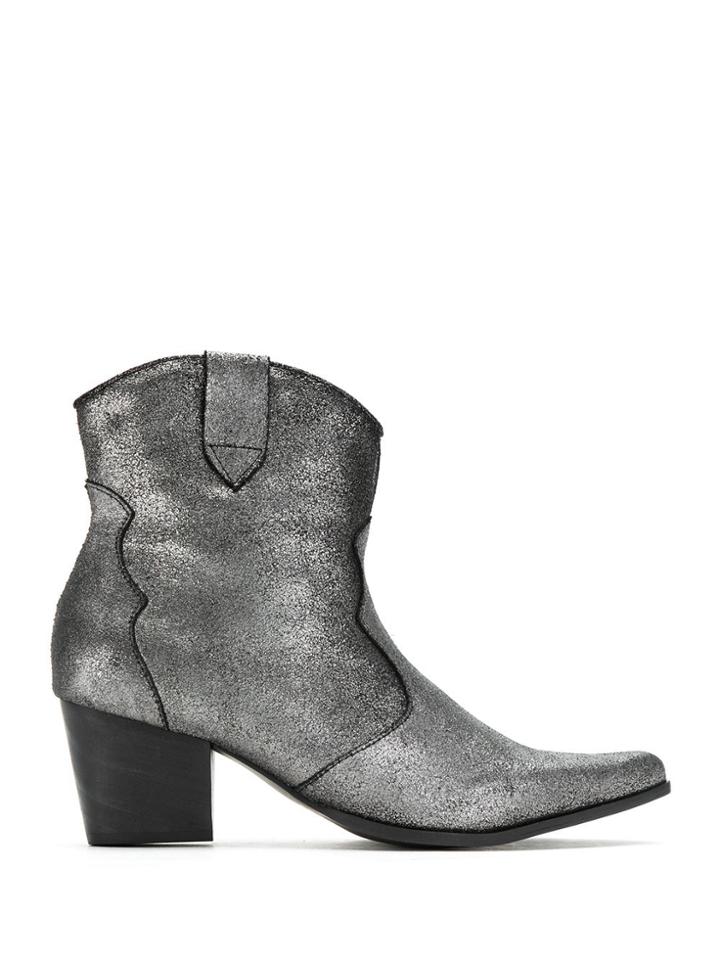 Serpui Leather Western Boots - Metallic