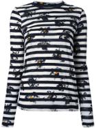 Proenza Schouler Falling Flower Print Striped T-shirt - White