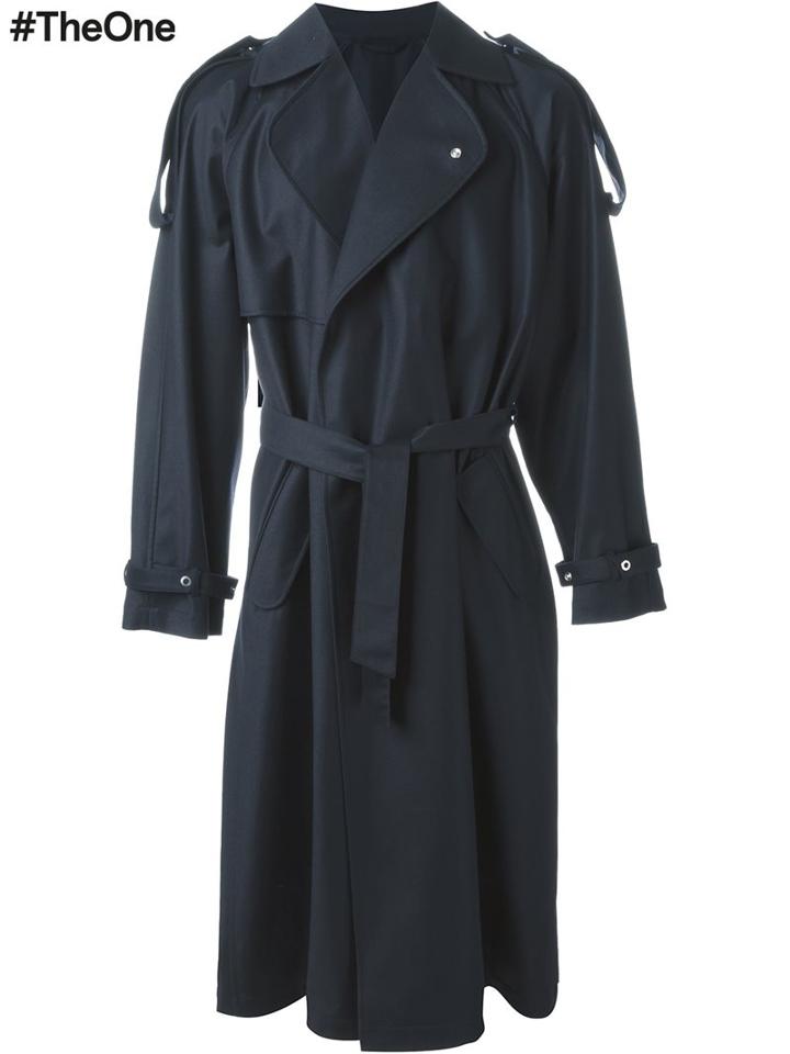 E. Tautz Double Breasted Trench Coat, Men's, Size: 40, Blue, Wool