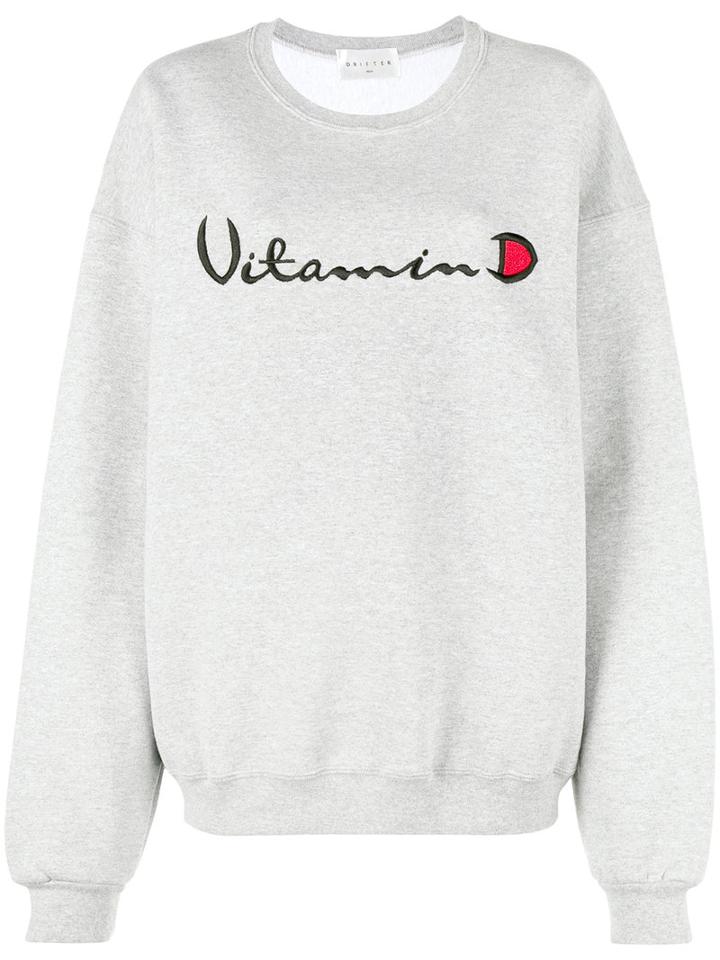 Drifter - Filius Embroidered Sweatshirt - Women - Cotton - M/l, Grey, Cotton