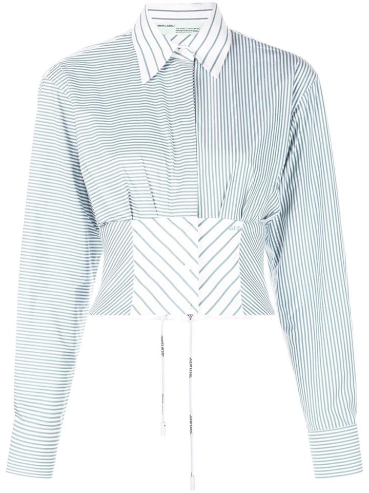 Off-white Striped Corset Shirt - Green