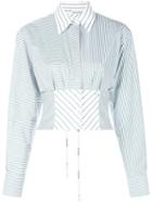 Off-white Striped Corset Shirt - Green