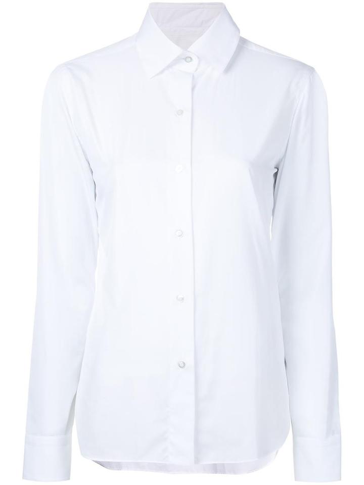 Fray Pointed Collar Shirt, Women's, Size: 42, White, Cotton
