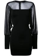 Balmain - Sheer Panel Fitted Dress - Women - Polyamide/spandex/elastane/viscose - 40, Black, Polyamide/spandex/elastane/viscose