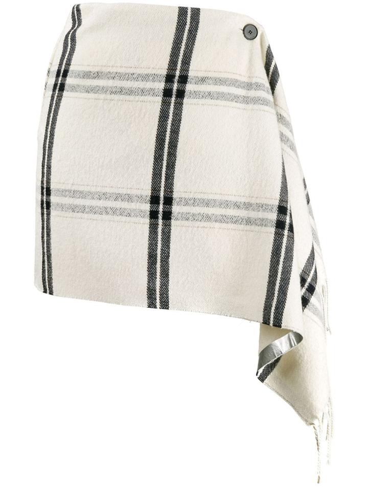 Pinko Checked Draped Skirt - White