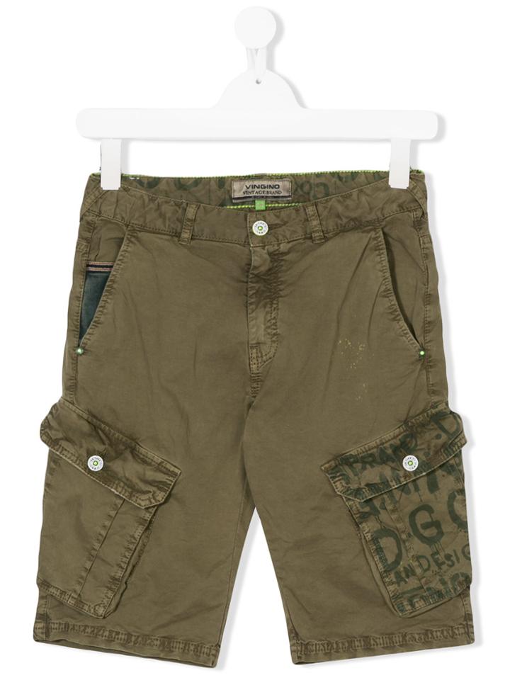 Vingino Printed-panel Cargo Shorts - Green