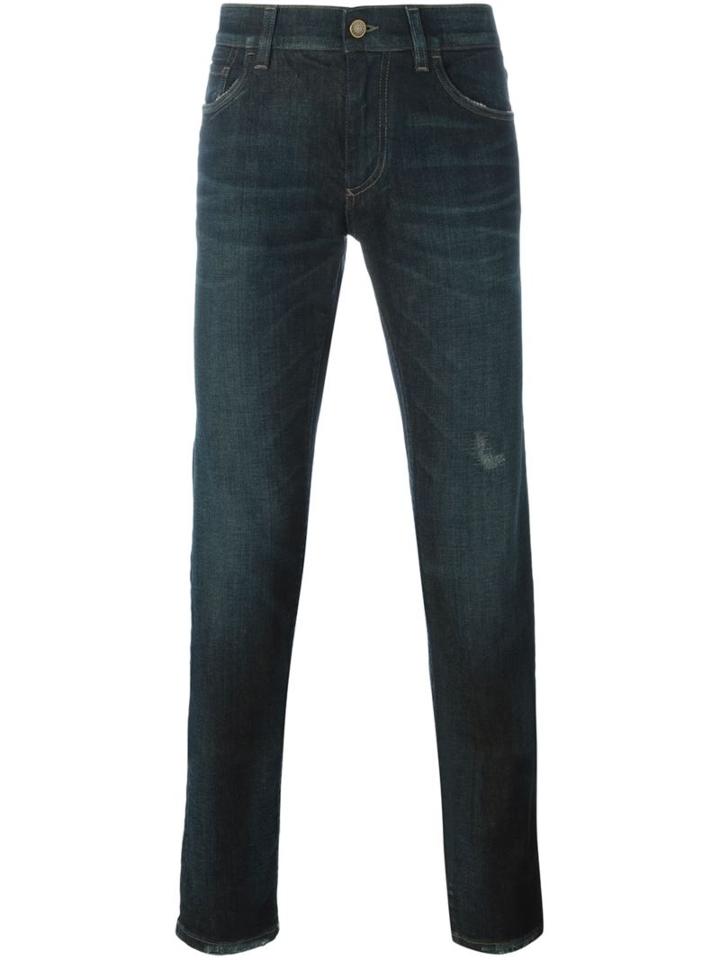 Dolce & Gabbana Distressed Skinny Jeans, Men's, Size: 46, Blue, Cotton/spandex/elastane