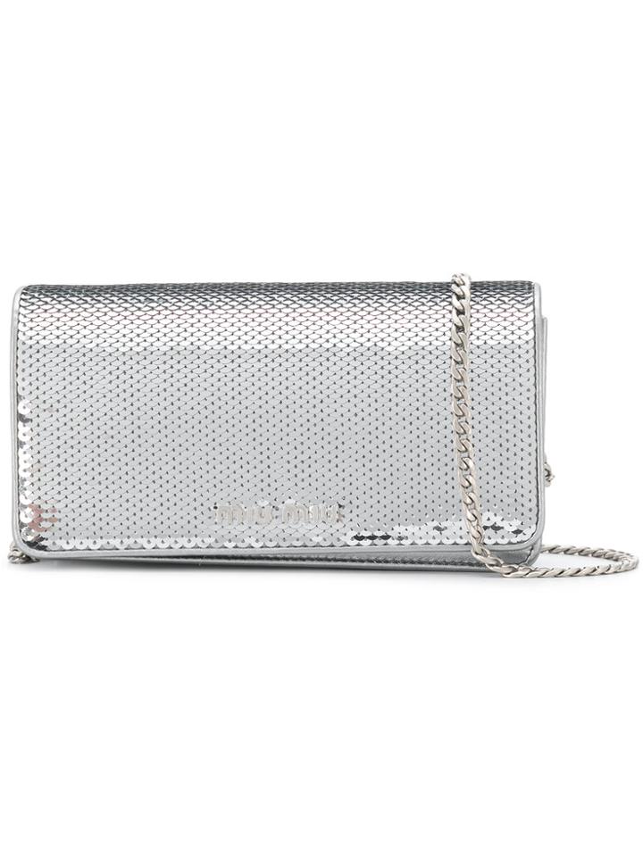 Miu Miu Sequinned Cross Body Bag - Metallic