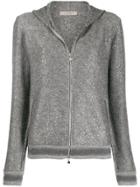D.exterior Hooded Knitted Jacket - Grey