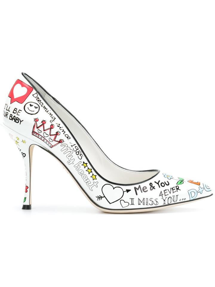 Dolce & Gabbana Lori Mural Printed Pumps - White