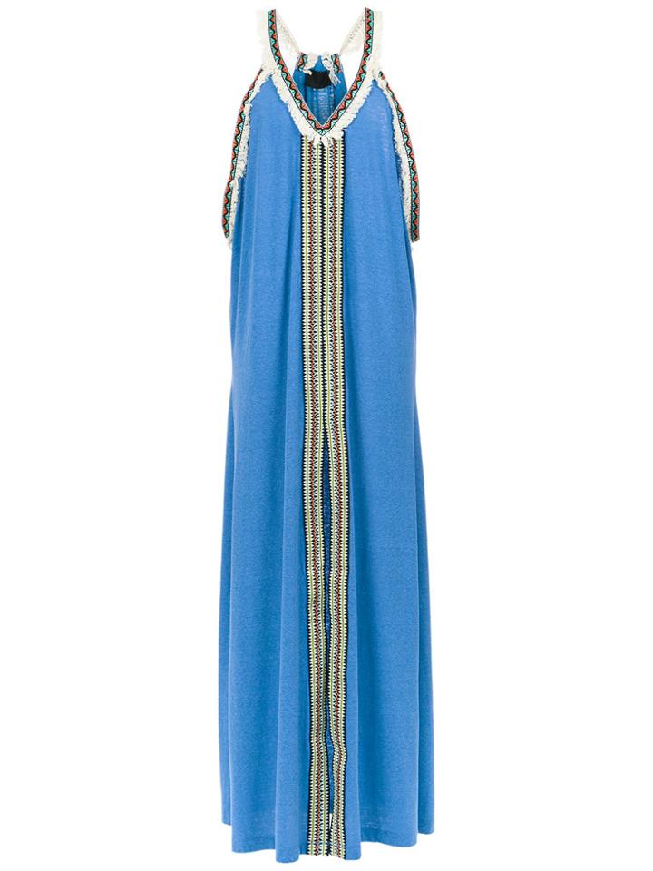 Andrea Bogosian Embroidered Long Dress - Blue