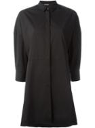 Neil Barrett Long Line Flared Shirt, Women's, Size: Medium, Black, Cotton/polyamide/spandex/elastane