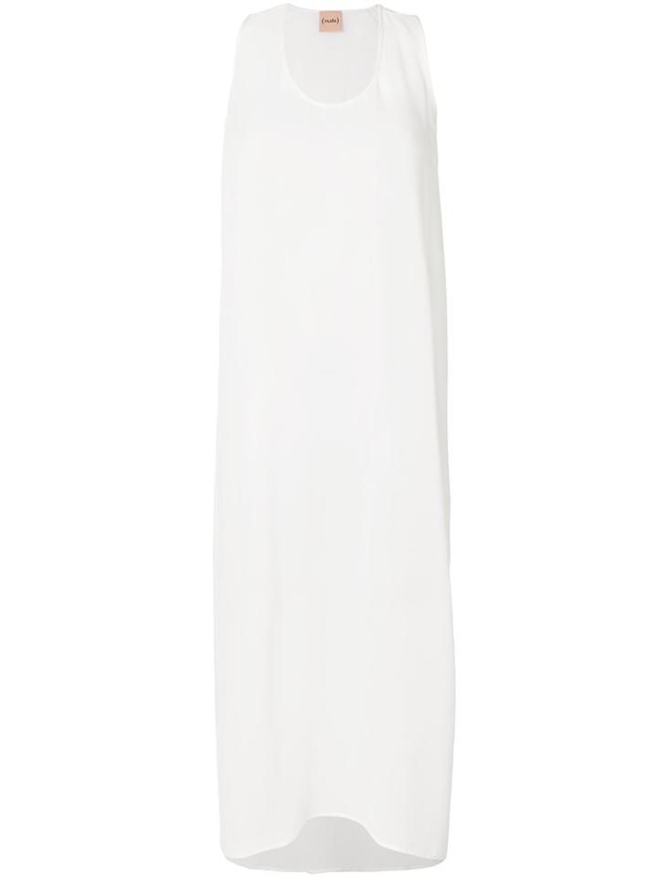 Nude Fluid Sheer Dress - White