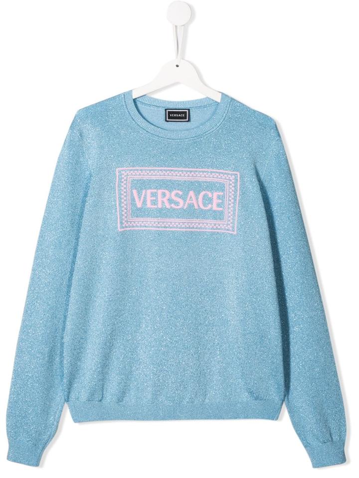 Young Versace Teen Vintage Logo Jumper - Blue