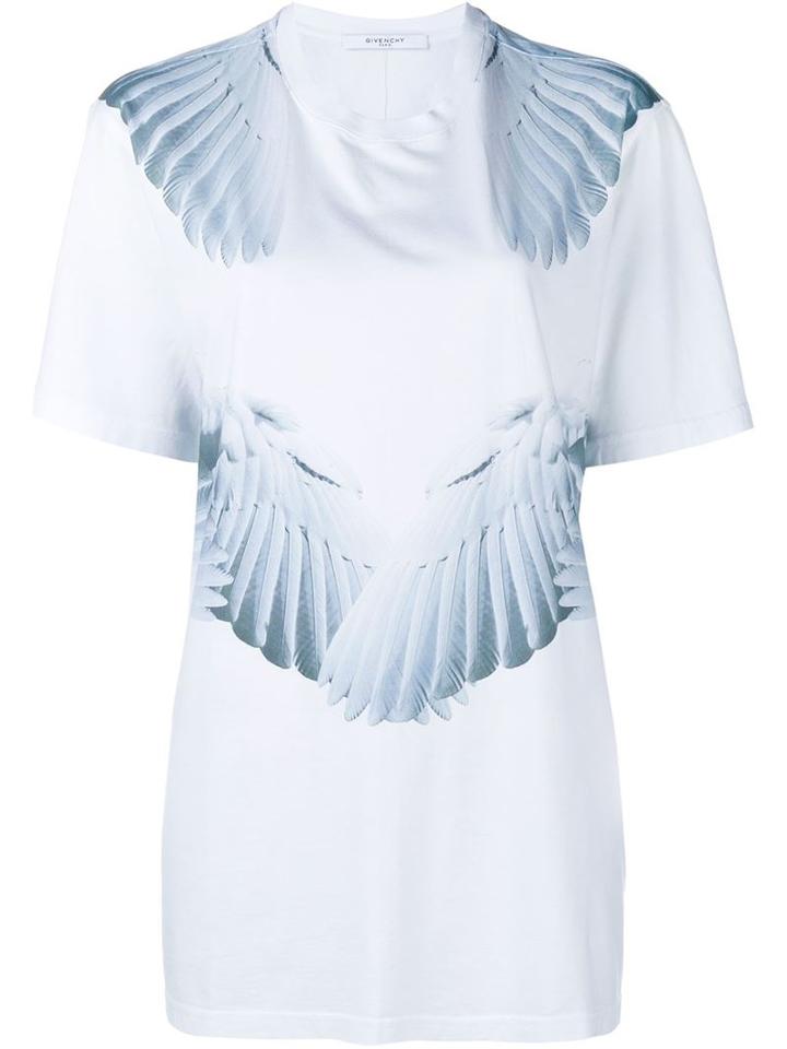 Givenchy Feather Print Short Sleeve T-shirt, Women's, Size: Small, White, Cotton