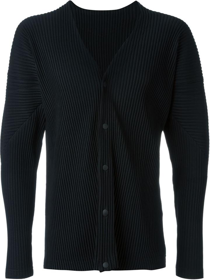 Homme Plissé Issey Miyake Ribbed Jacket, Men's, Size: 2, Black, Polyester