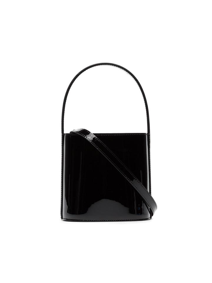 Staud Black Bisset Patent Leather Bucket Bag