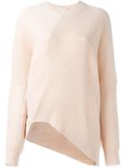 Stella Mccartney Draped Crew Neck Jumper, Women's, Size: 38, Nude/neutrals, Virgin Wool