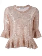 Dondup Sequin Embellished Blouse, Women's, Size: Xs, Nude/neutrals, Polyester/polyacrylic/spandex/elastane