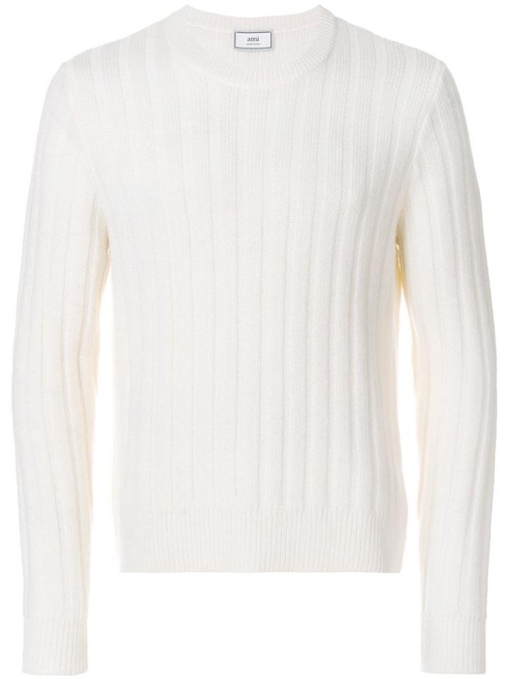 Ami Alexandre Mattiussi Flat Ribbed Crewneck Sweater - White