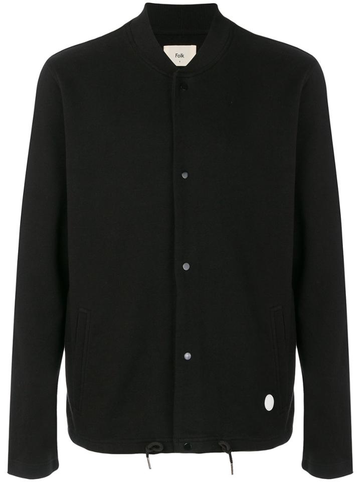 Folk Jersey Bomber Jacket - Black