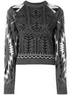 Diesel Black Gold Cropped Patterned Sweater - Grey