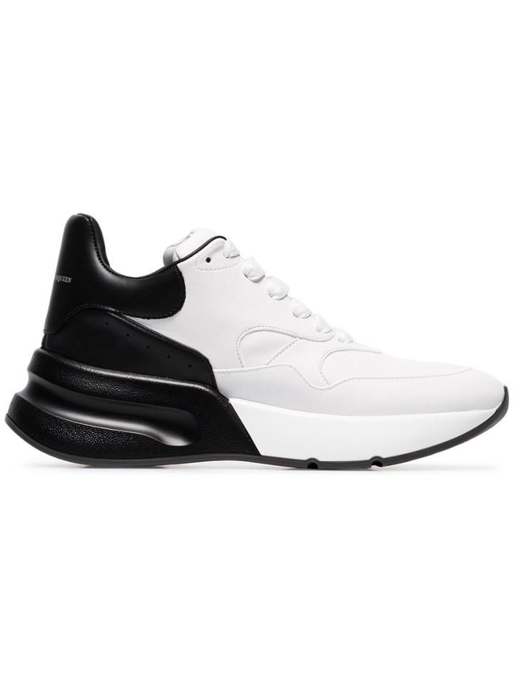 Alexander Mcqueen Black And White Contrast Leather Sneakers