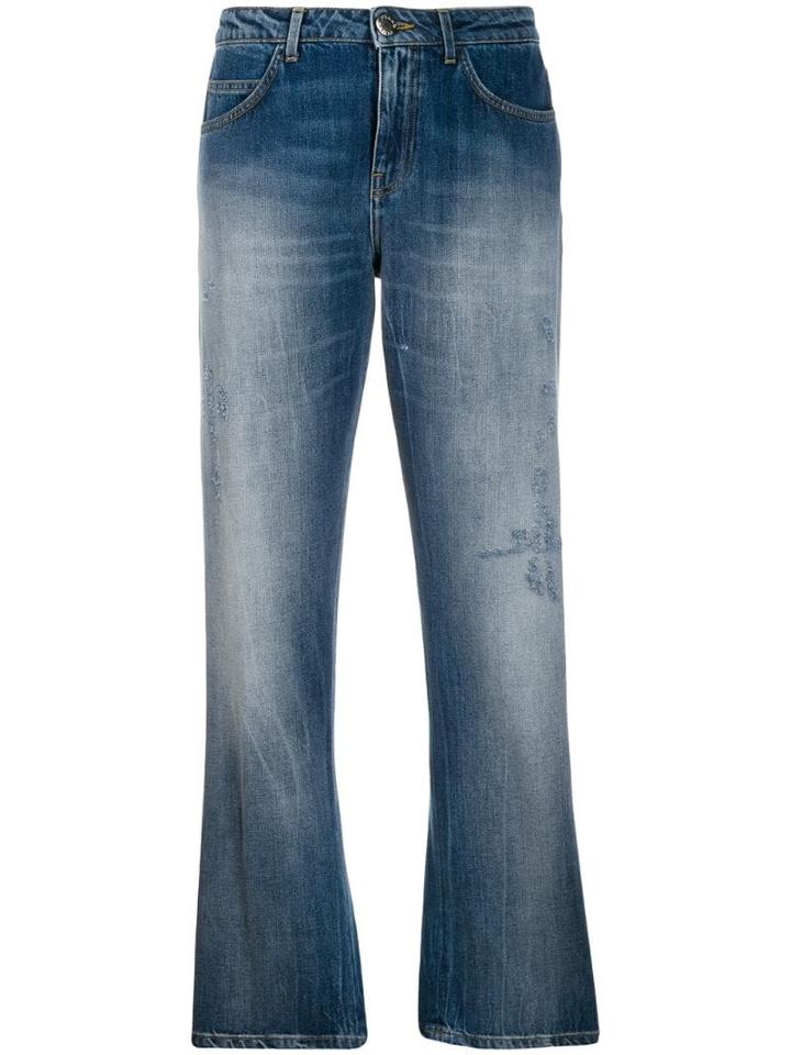 Pinko Sequin Logo Cropped Jeans - Blue