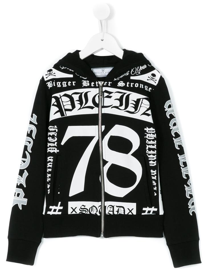 Philipp Plein Kids - Multi-print Zipped Hoodie - Kids - Cotton - 8 Yrs, Black