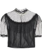 Miu Miu Embroidered Tulle Blouse - Black