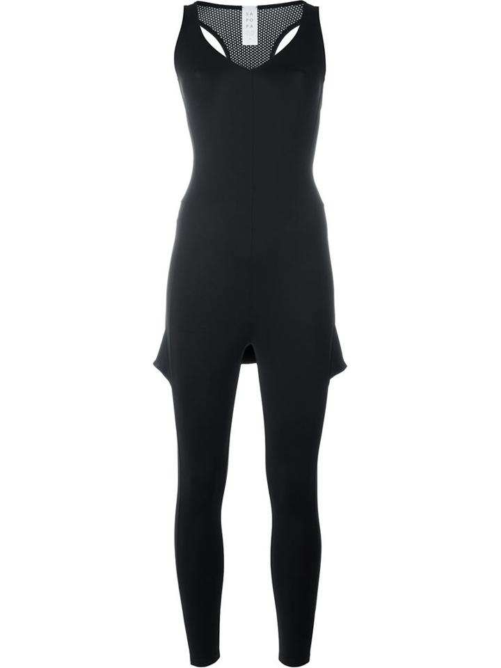 Sàpopa Back Flap Fitted Jumpsuit, Women's, Size: S, Black, Polyamide/spandex/elastane
