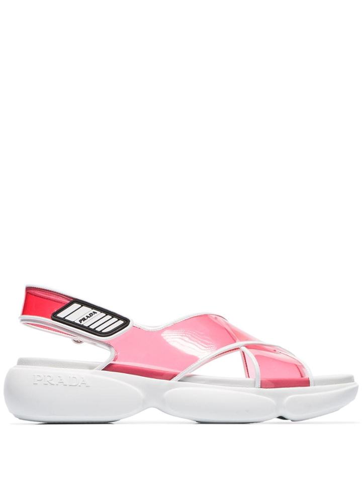 Prada Pink Cloudburst 40 Leather Flatform Sandals
