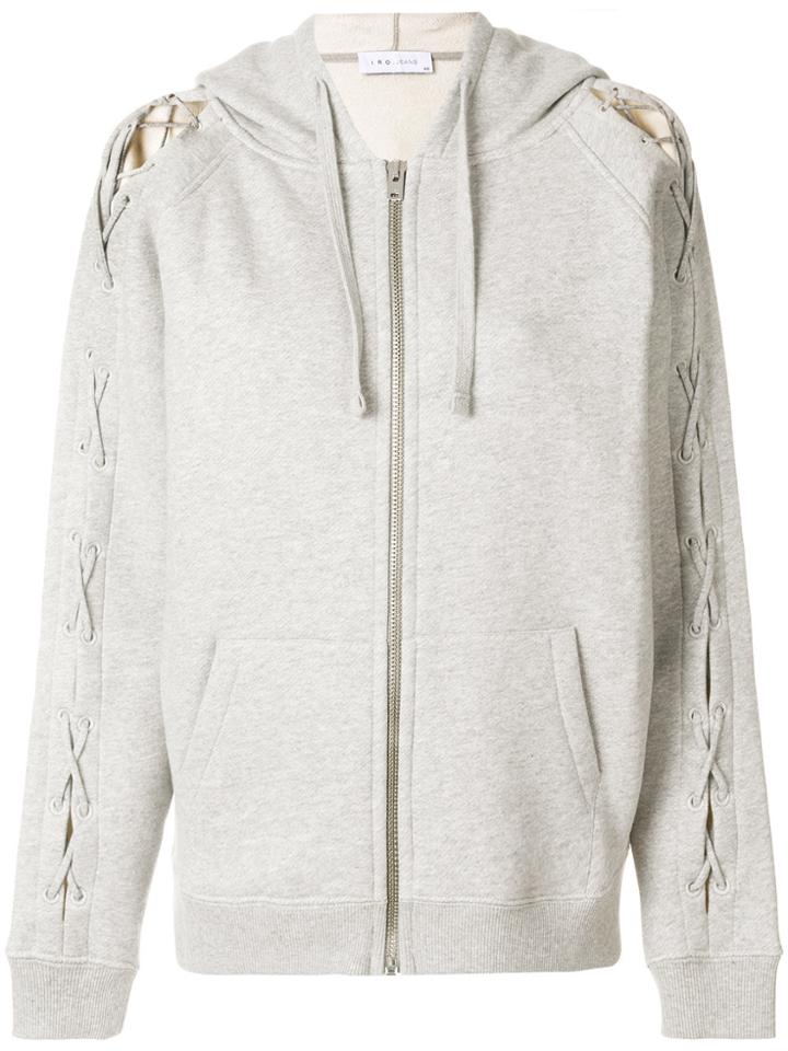 Iro Laced Sleeve Hoodie - Grey