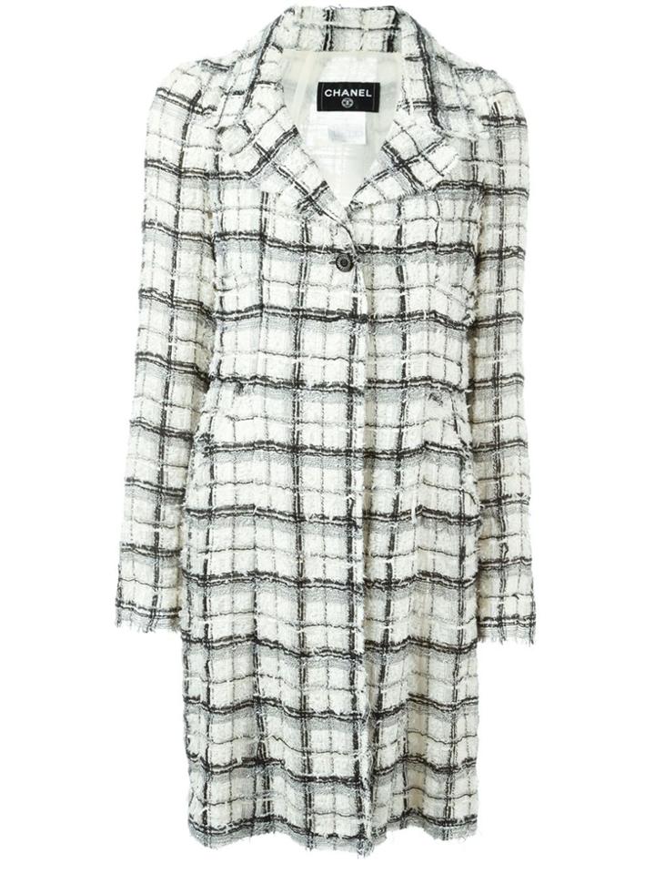 Chanel Vintage Checked Coat - White