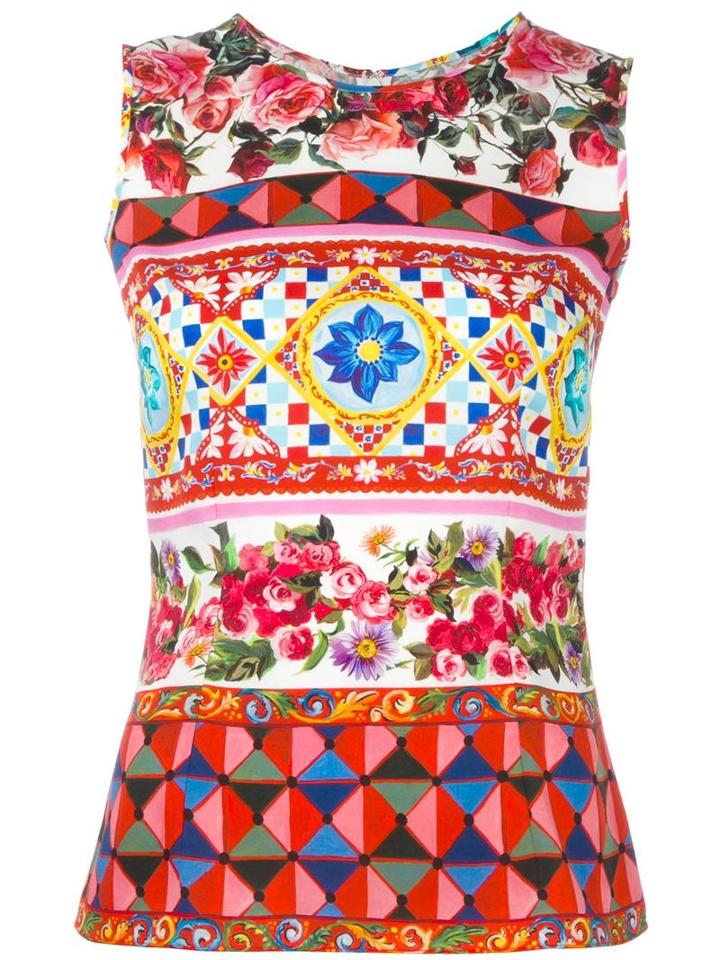 Dolce & Gabbana Mambo Print Tank Top, Women's, Size: 42, Silk/spandex/elastane