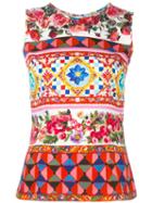 Dolce & Gabbana Mambo Print Tank Top, Women's, Size: 42, Silk/spandex/elastane