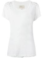 Current/elliott Studded Detail T-shirt, Women's, Size: 8, White, Linen/flax/cotton