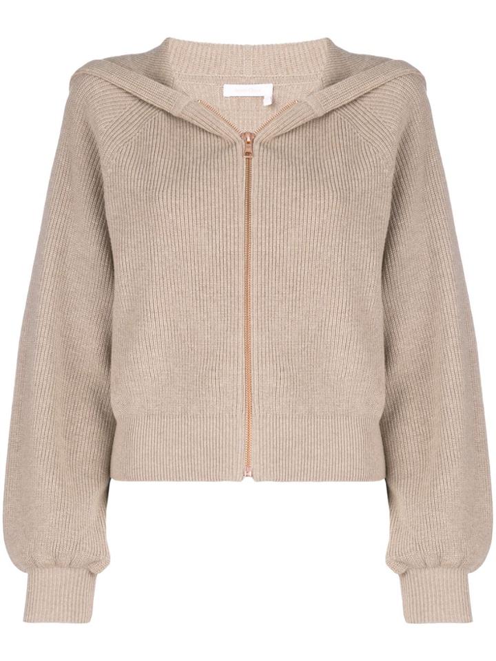 See By Chloé Crochet Embroidered Cardigan - Nude & Neutrals