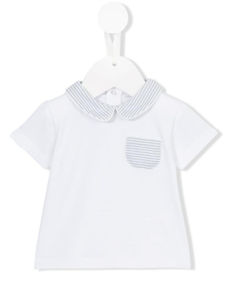 Patachou Striped Collar Polo Shirt, Infant Boy's, Size: 6 Mth, White