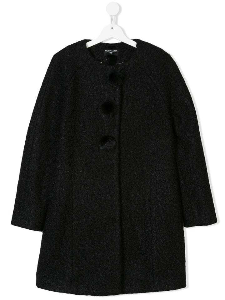 Monnalisa Button-up Coat - Black