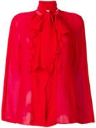 Max Mara Studio Pleated Long-sleeve Blouse - Red