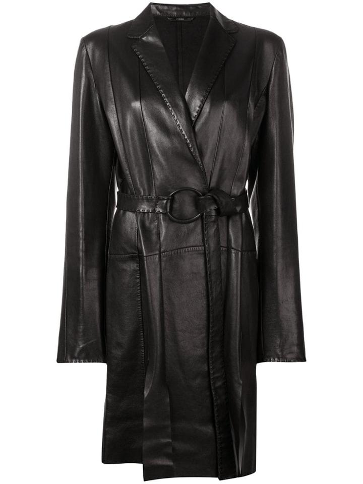 Gianfranco Ferre Vintage 2000's Slit Midi Coat - Brown
