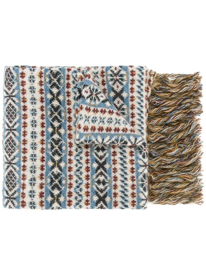 Kent & Curwen Fringed Patterned Scarf - Multicolour