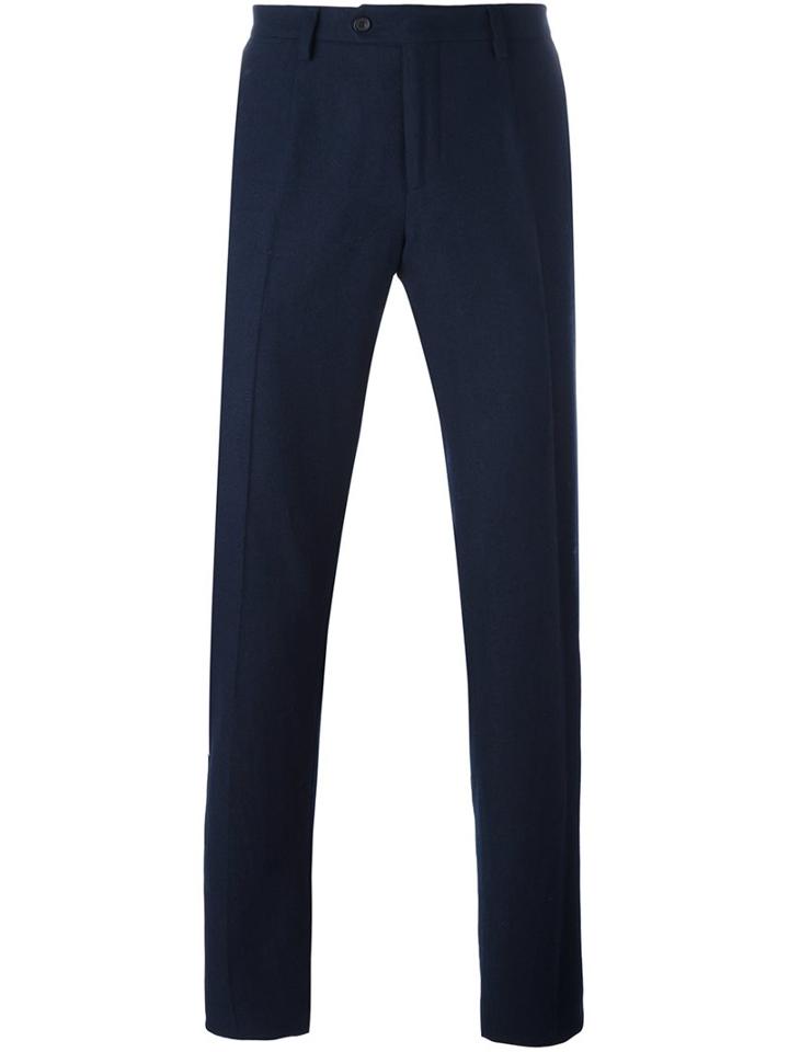 Ermanno Scervino Tailored Trousers, Men's, Size: 46, Blue, Cotton/polyester/spandex/elastane/wool