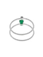 Wouters & Hendrix Gold Emerald & Diamond Set Of Two Rings - White Gold