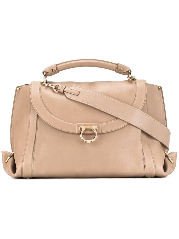 Salvatore Ferragamo Large Sofia Tote, Women's, Beige, Calf Leather