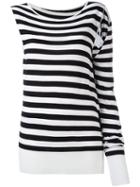 Mm6 Maison Margiela Asymmetric Striped Sweatshirt, Women's, Size: Medium, Black, Viscose
