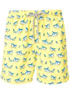 Mc2 Saint Barth Shark Print Swim Shorts - Yellow & Orange