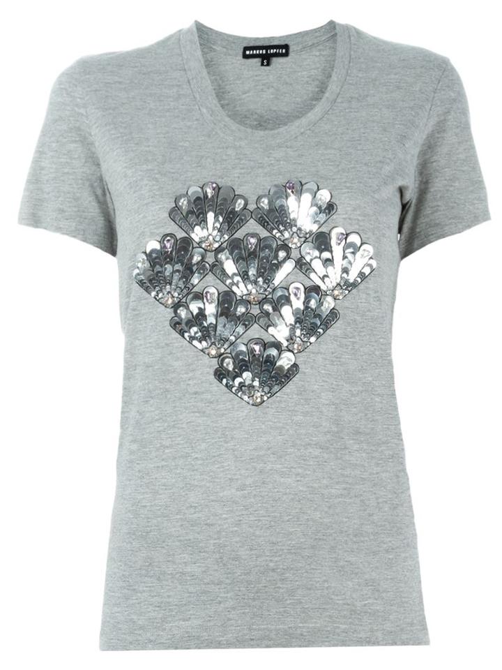 Markus Lupfer Shell Heart T-shirt, Women's, Size: Xs, Grey, Cotton/viscose